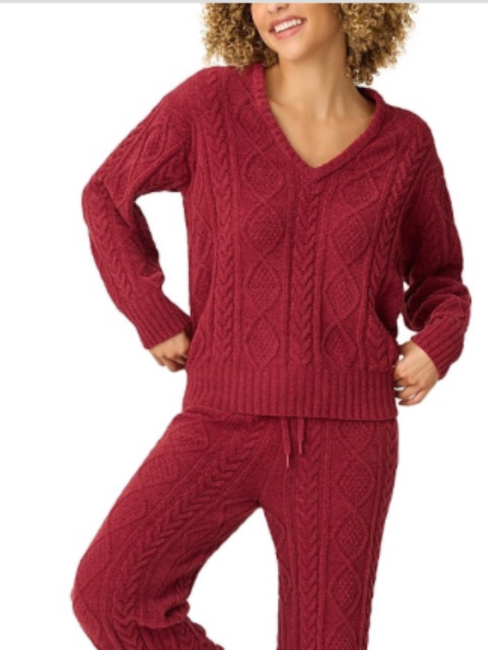 Pj Savage Cozy Chenille Cable-Knit Pajama